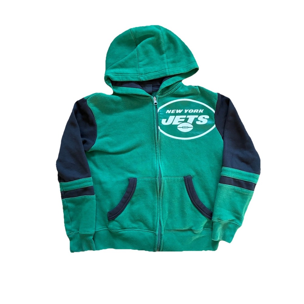 New York Jets Zip Up Hoodie Youth s (see Measurements)‎ Green Fleece NFL Apparal